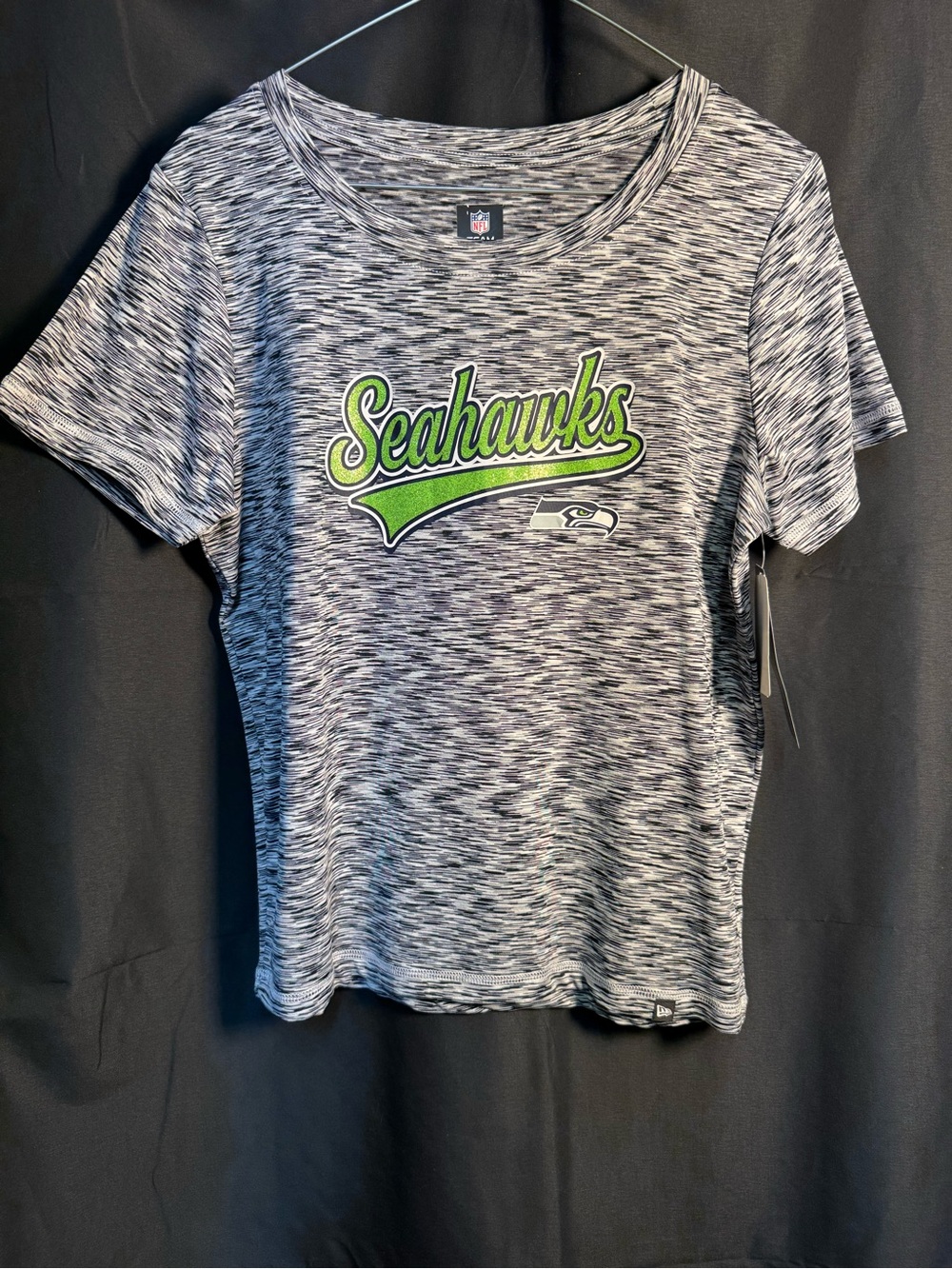 New Era Grey Space-Dye NFL Team Tee with Lime Accent